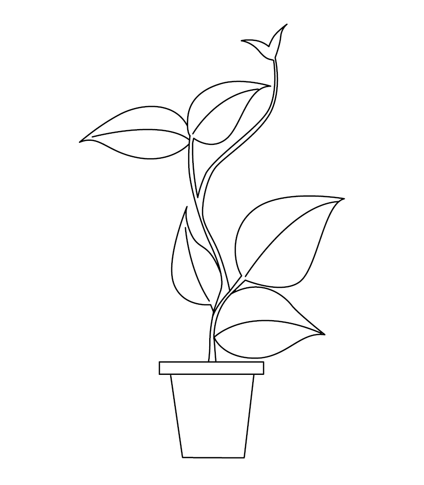 Easy Flower in Pot Coloring Page - Free Printable Coloring Pages for Kids